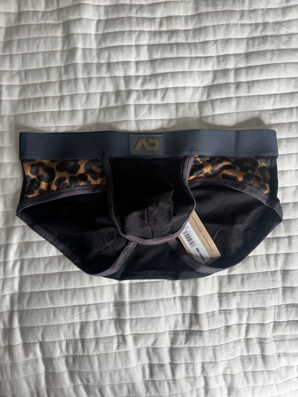 ADDICTED Black Briefs with Leopard Accent